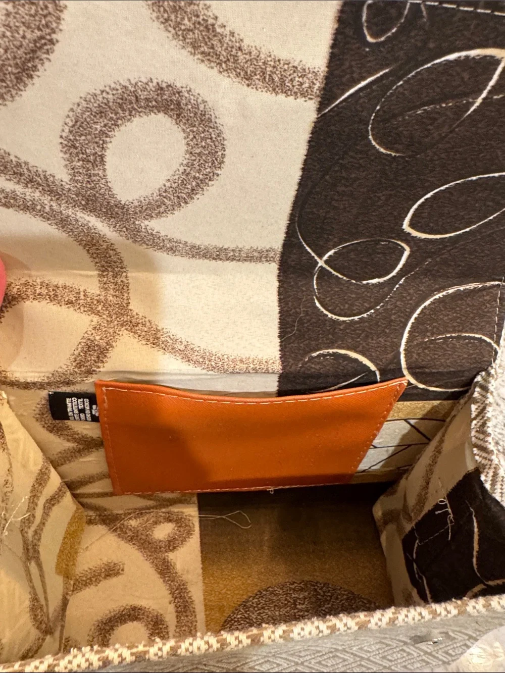Cream and Tan Diamond-Pattern Satchel